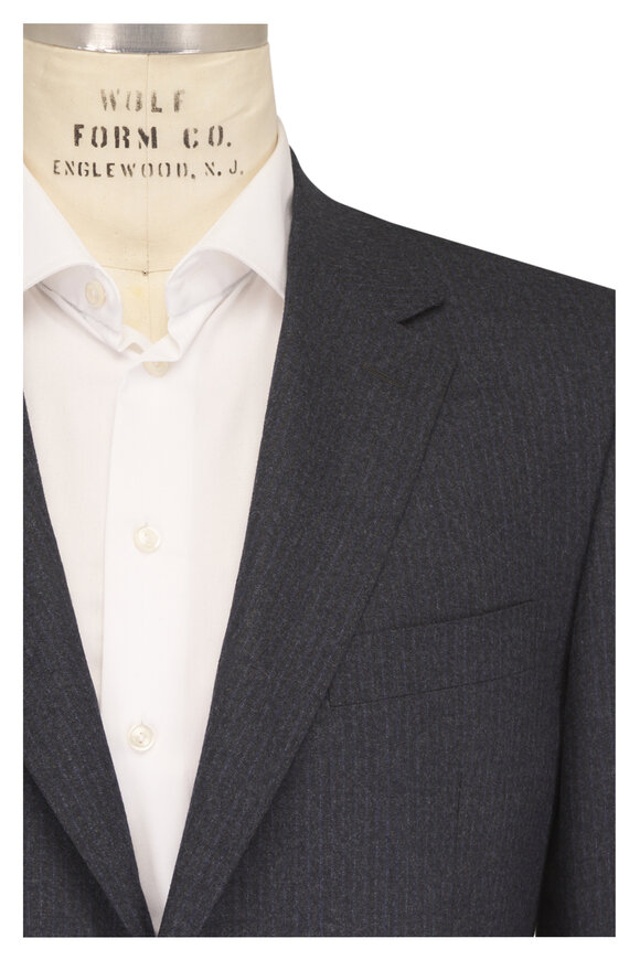 Canali Gray Navy Flannel Wool Suit - view 1