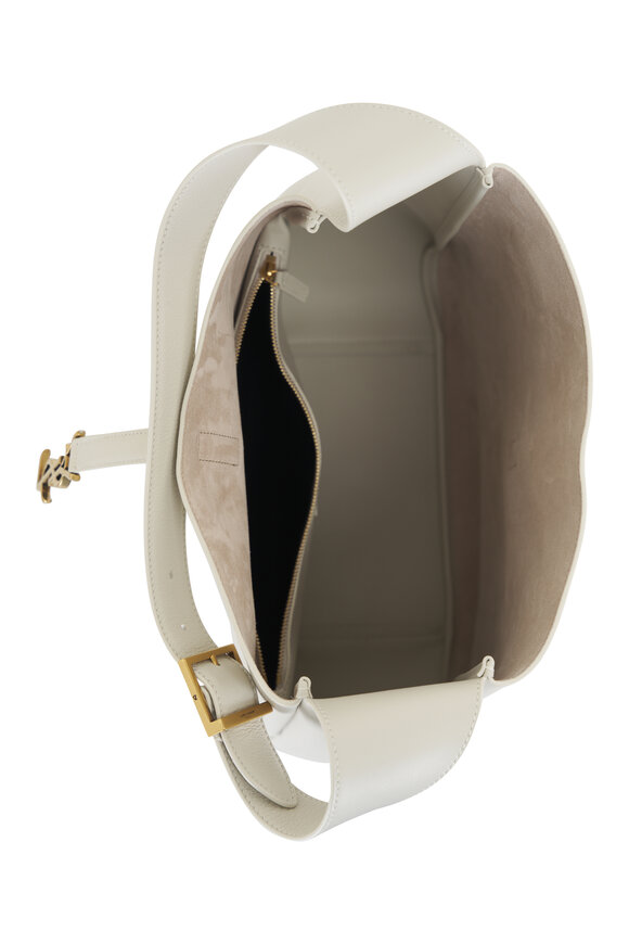 Saint Laurent - Large Le 5A7 Cream Leather Shoulder Hobo