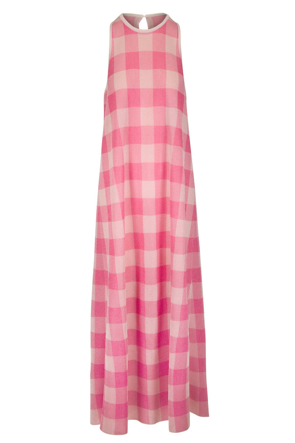 Lela Rose - Francie Poppy Plaid Sheer Knit Maxi Dress