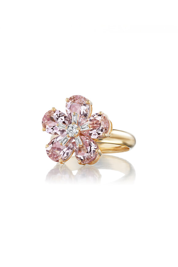 Nam Cho 18k Pink Morganite & Diamond Wildflower Ring - view 1