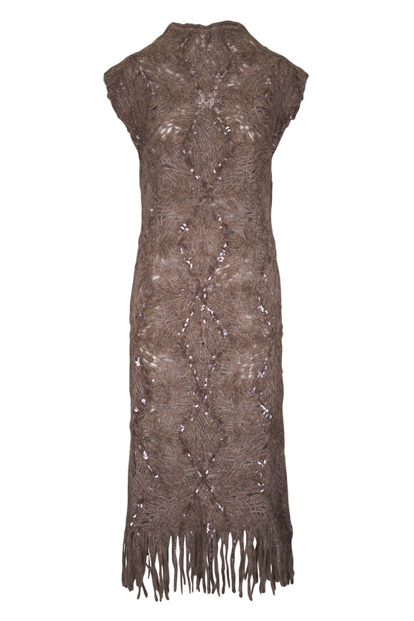 Brunello Cucinelli Opera Brown Knit Dress