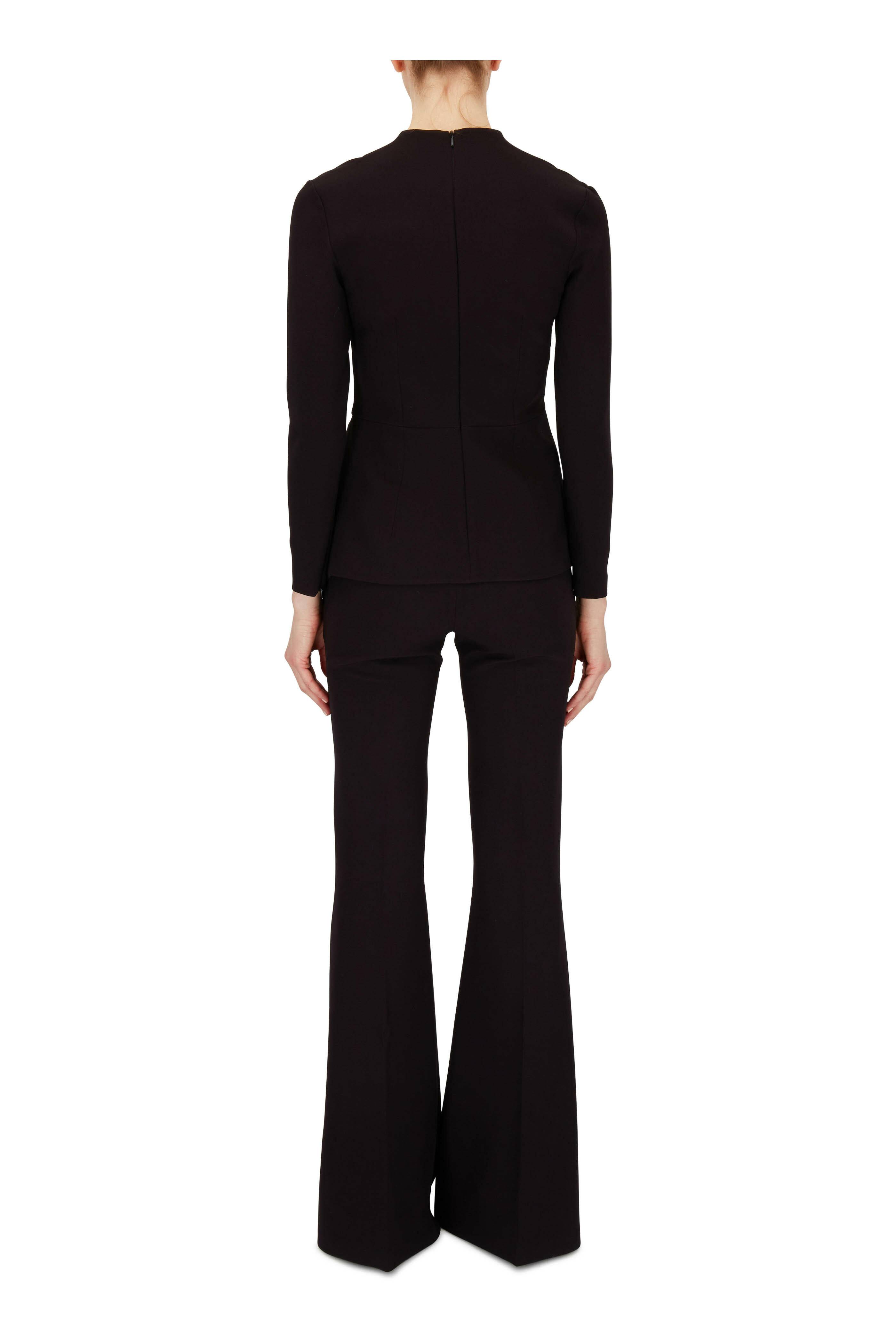 Safiyaa - Halluana Black Couture Crepe Side-Zip Pant
