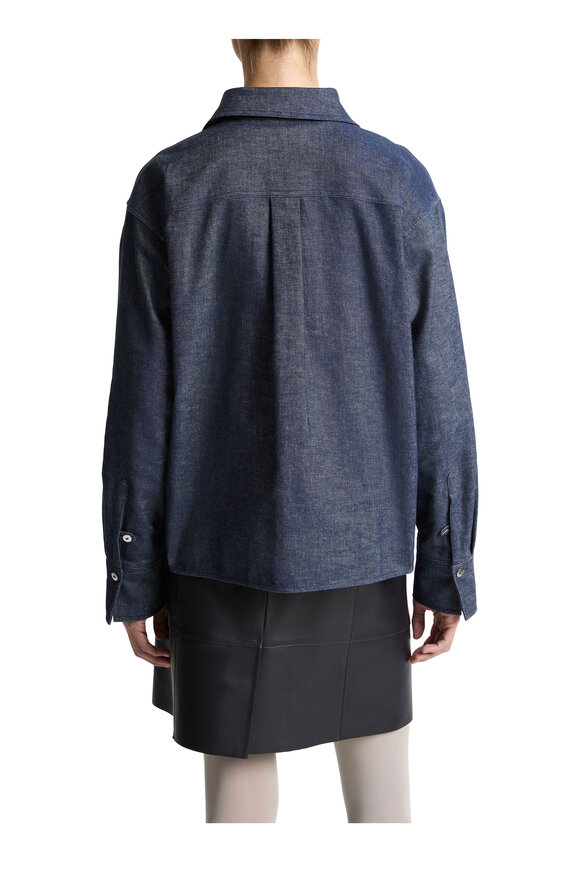 Vince Indigo Chambray Crop Button Up Shirt - view 3
