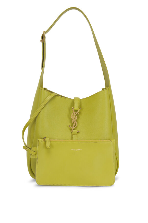 Saint Laurent Small Le 5 A 7 Wild Lime Leather Hobo Bag - view 5