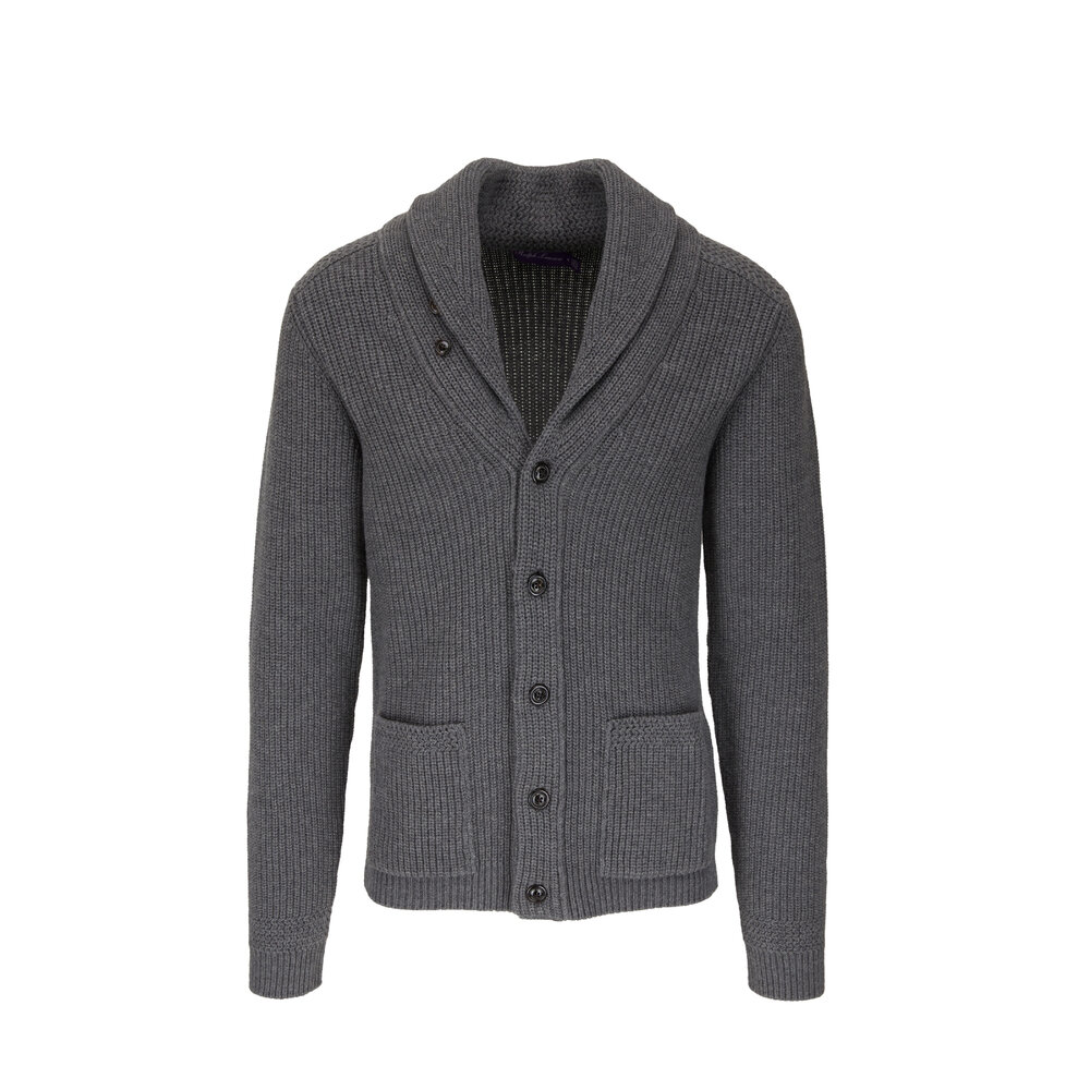 Ralph Lauren Purple Label - Gray Wool & Cashmere Shawl Cardigan