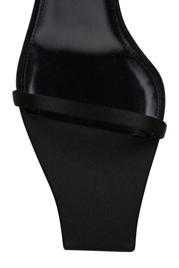 Saint Laurent - Hope Black Crystal-Embellished Satin-Crepe Mule