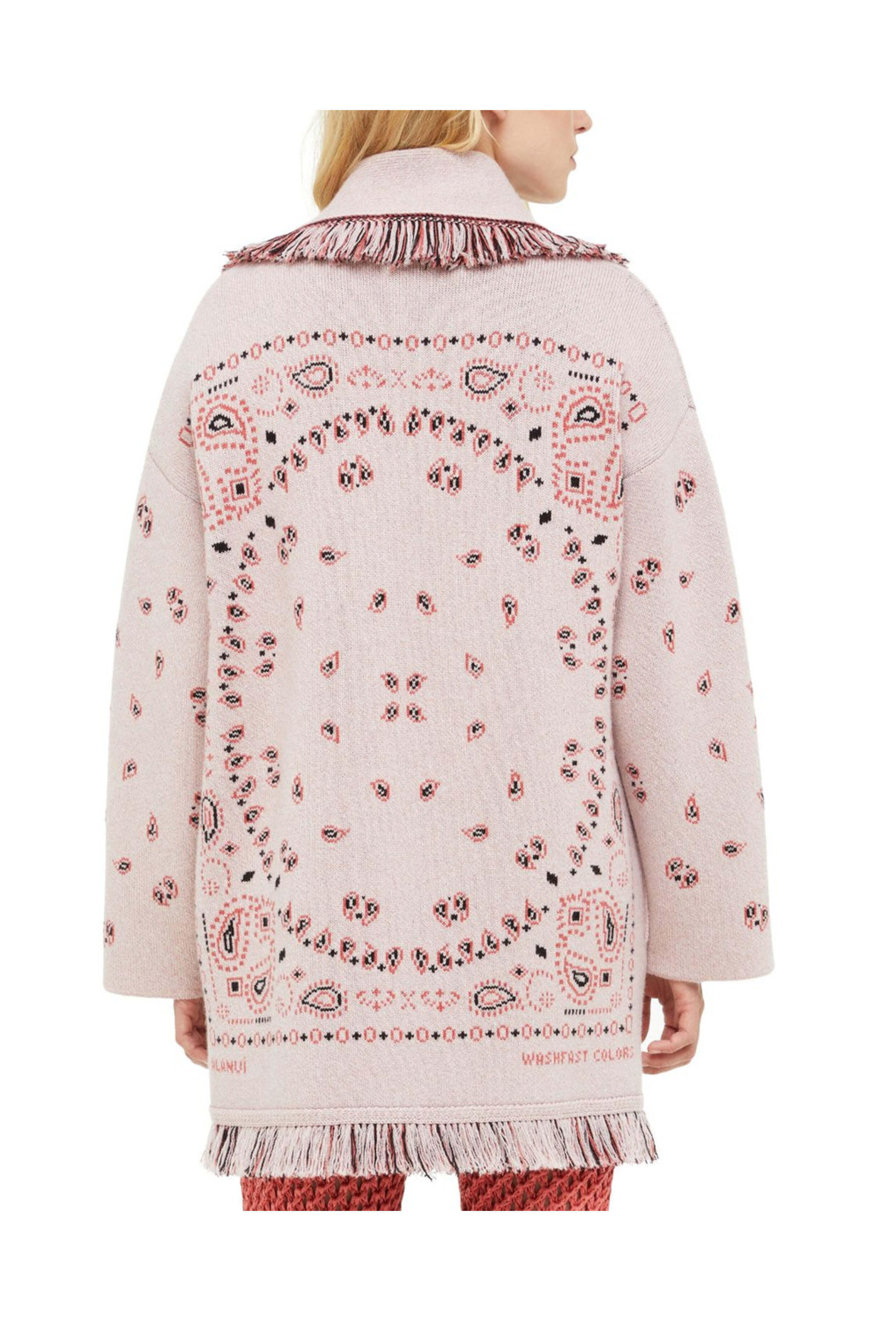 Alanui - Lotus Pink Bandana Jacquard Cardigan