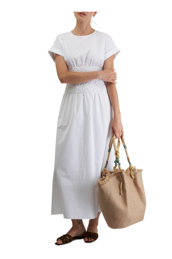 Lafayette 148 New York - White Cotton Smocked Waist Dress