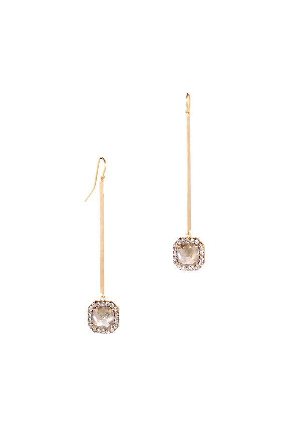 Sylva & Cie - 18K Yellow Gold Rough Diamond Stick Earrings