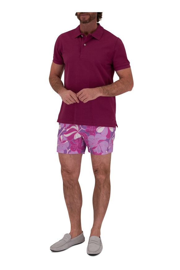 Tom Ford - Purple Floral Print Swim Trunks