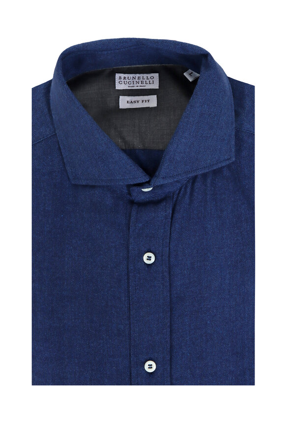 Tシャツ・カットソー BRUNELLO CUCINELLI SS25 Denim shirt (MR6834008 CEI28) Brunello Cucinelli - Denim Sport Shirt | Mitchell Stores