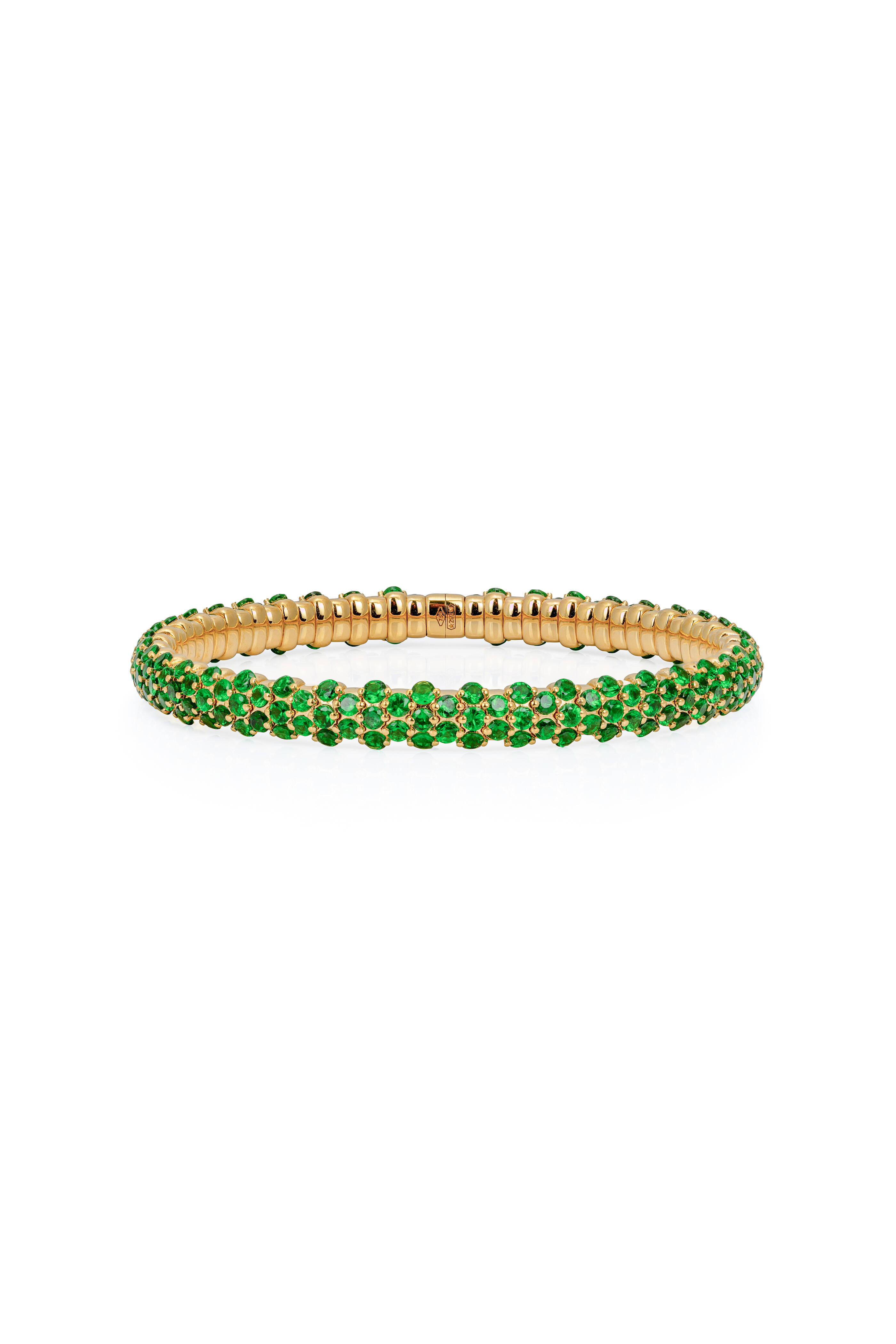 ZYDO - 18k Yellow Gold Tsavorite Slim Stretch Bracelet - view 2