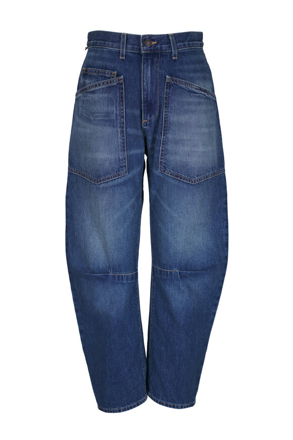 Nili Lotan Shon Bedford Wash Cotton Curved Denim Pant
