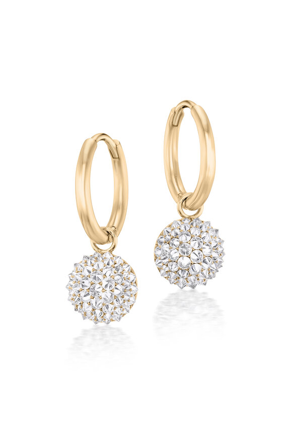 Nam Cho 18k Yellow Gold Diamond Ball & Hoop Earring