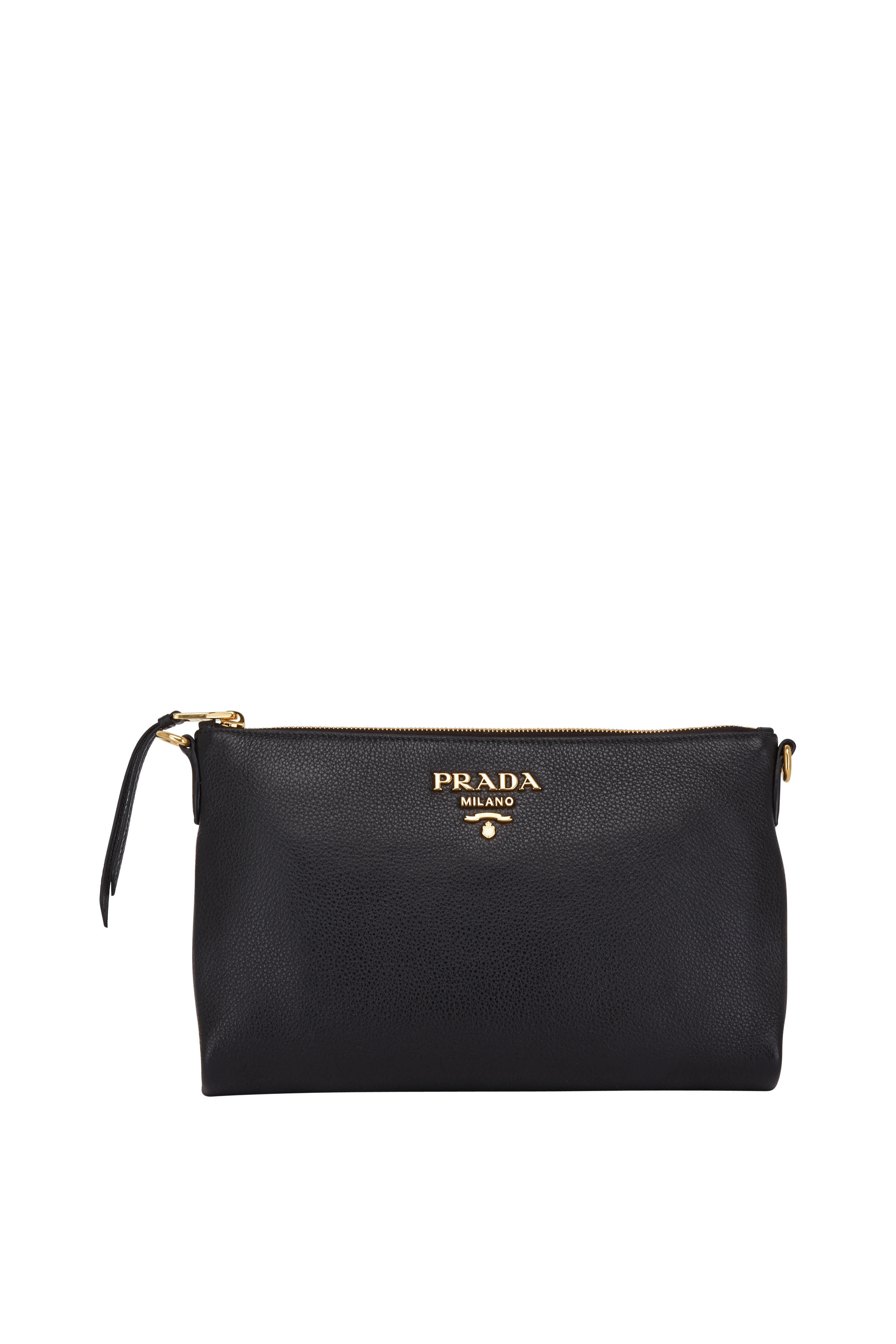 Prada - Black Grain Leather Zip Crossbody