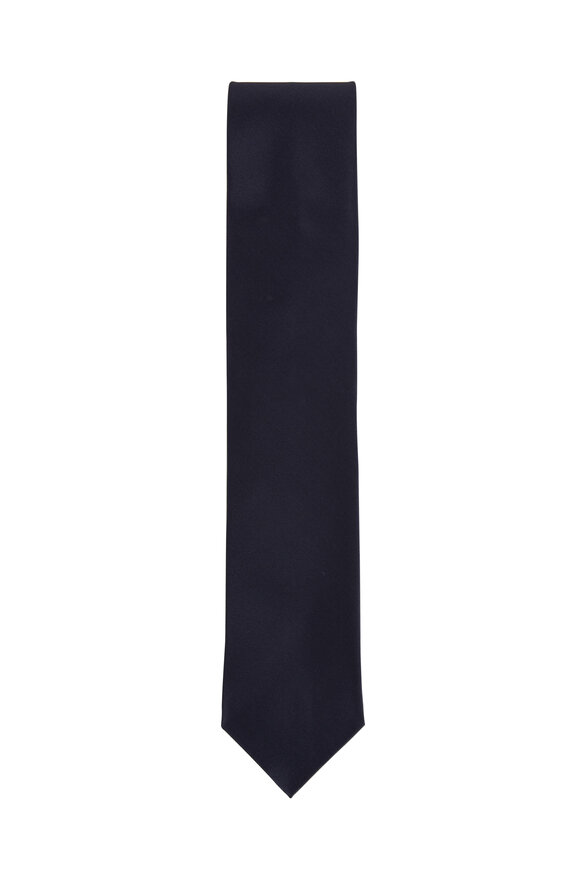 Dolce Punta Navy Blue Satin Formal Necktie