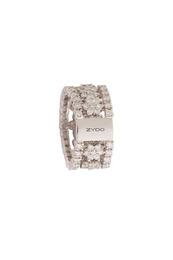 ZYDO 18k White Gold Diamond Flower Band - view 2