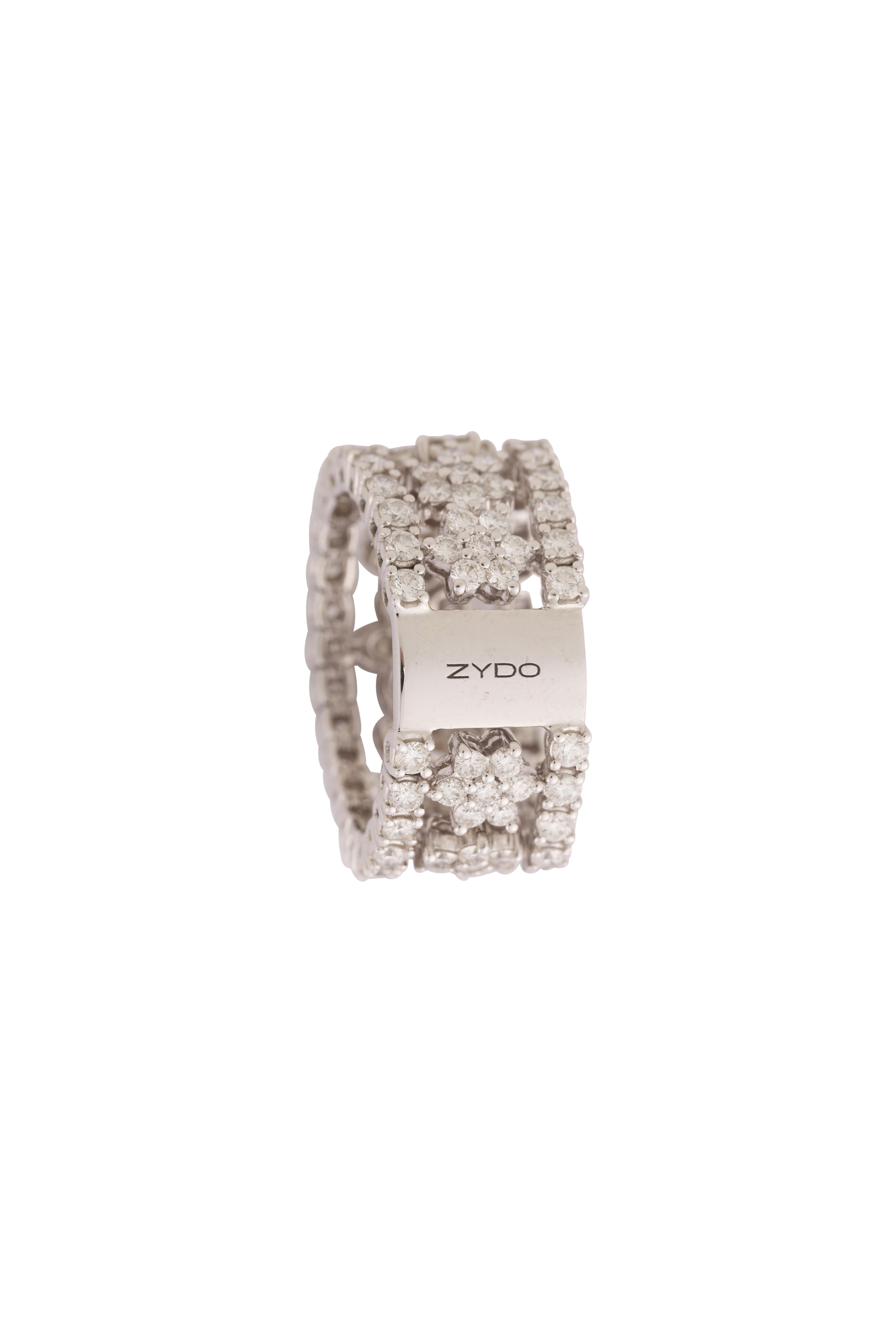 ZYDO - 18k White Gold Diamond Flower Band - view 2