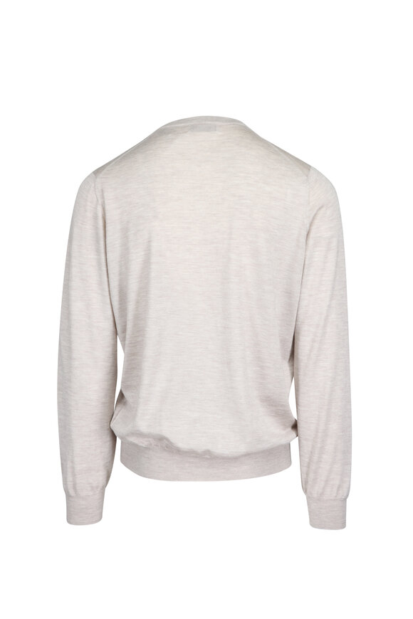 Brunello Cucinelli Tan Cashmere & Silk Crewneck Sweater - view 3