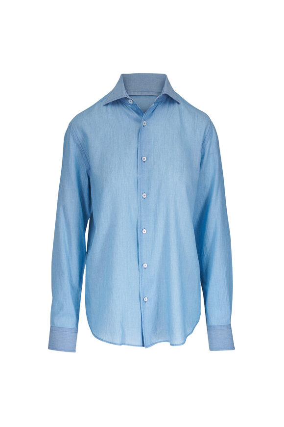 Fedeli Light Denim Cotton Sport Shirt