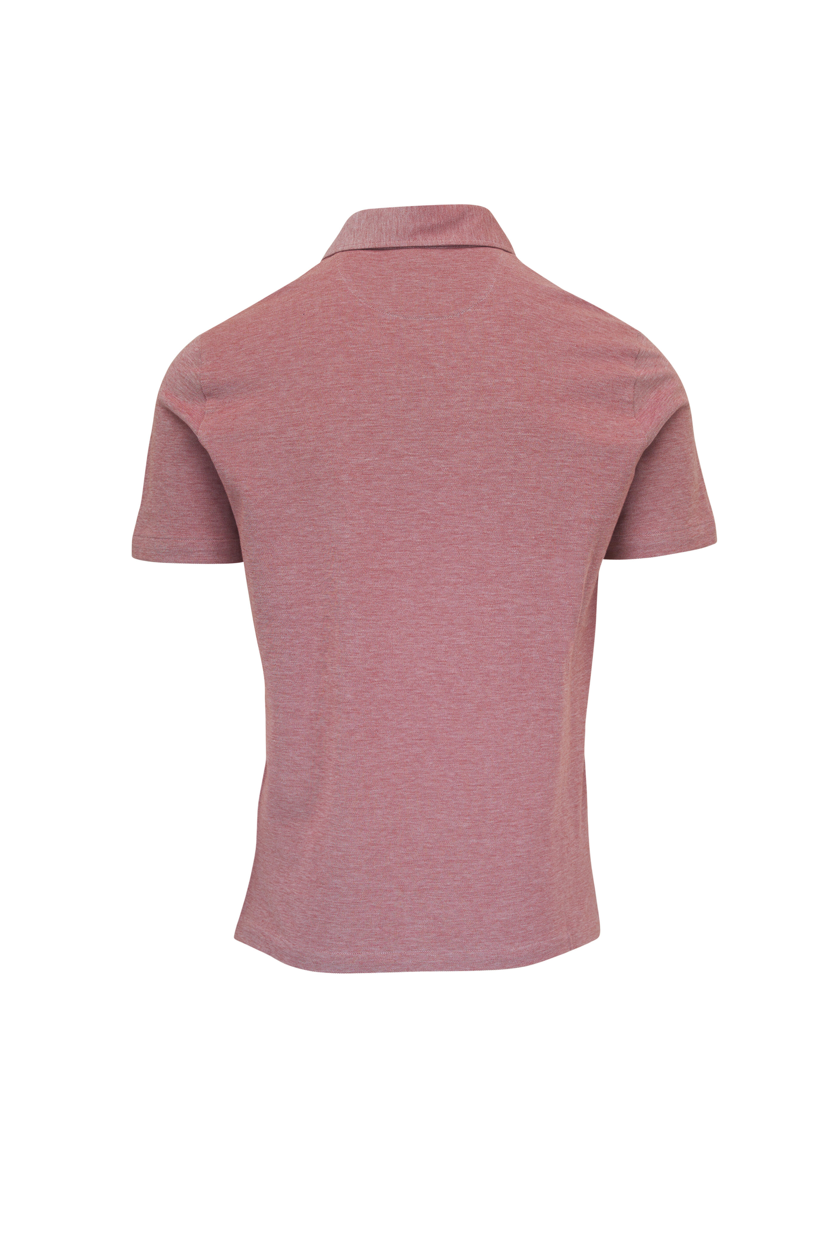 Isaia - Rust Washed Cotton Pique Short Sleeve Polo