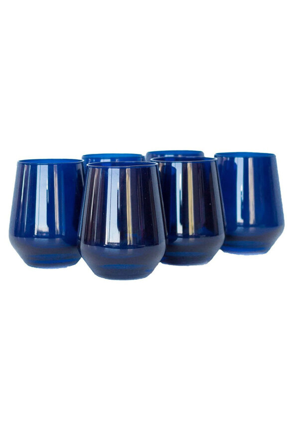 Estelle Colored Glass Royal Blue Colored Glass Stemless Set
