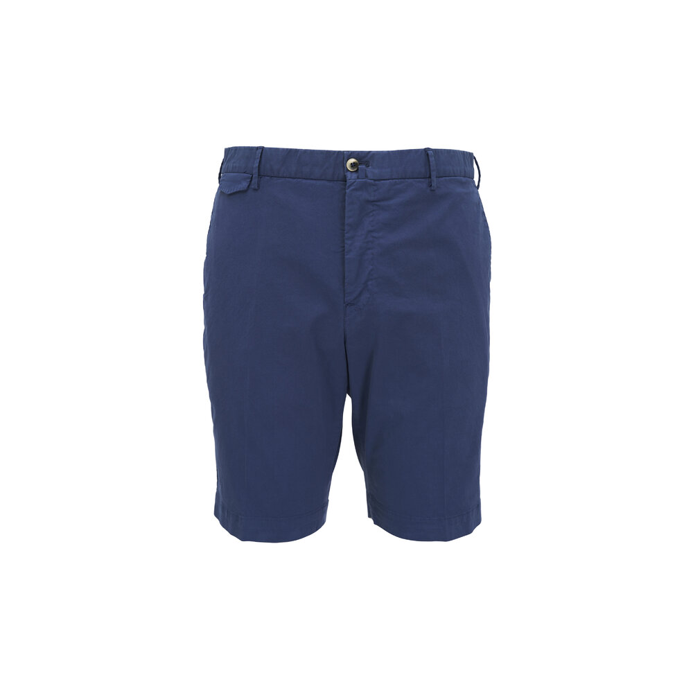 PT Torino - Bermuda Navy Blue Stretch Cotton Shorts