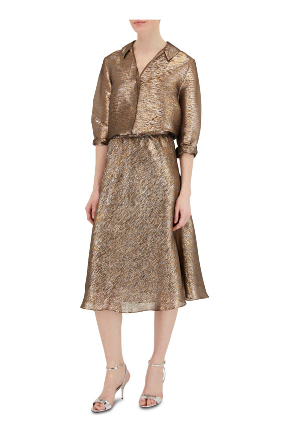 Peter Cohen - Bronze Metallic Chiffon Gambol Top 