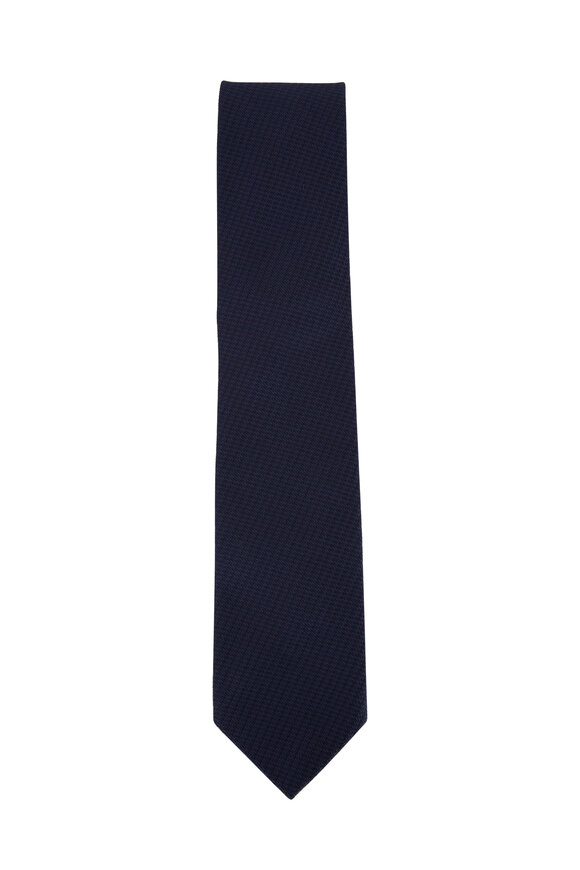 Brioni Navy Textured Silk Necktie - view 1