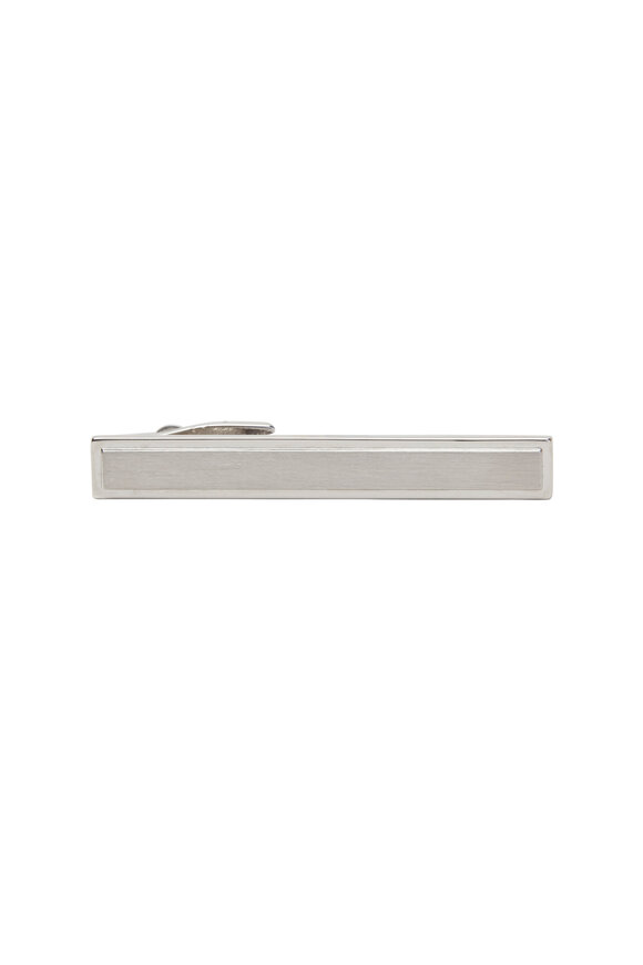 Jan Leslie - Silver Matte Center Shiny Border Tie Bar