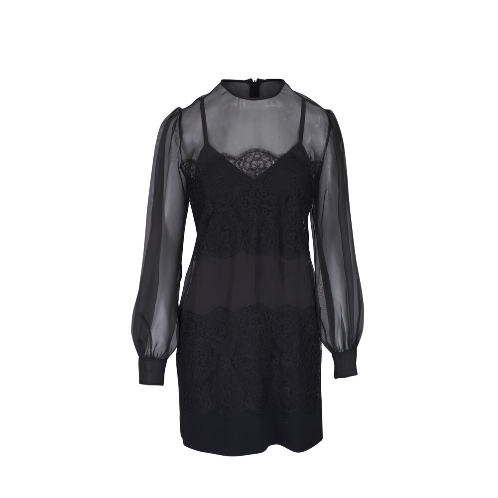 Dolce & Gabbana - Black Lace Crewneck Mini Dress