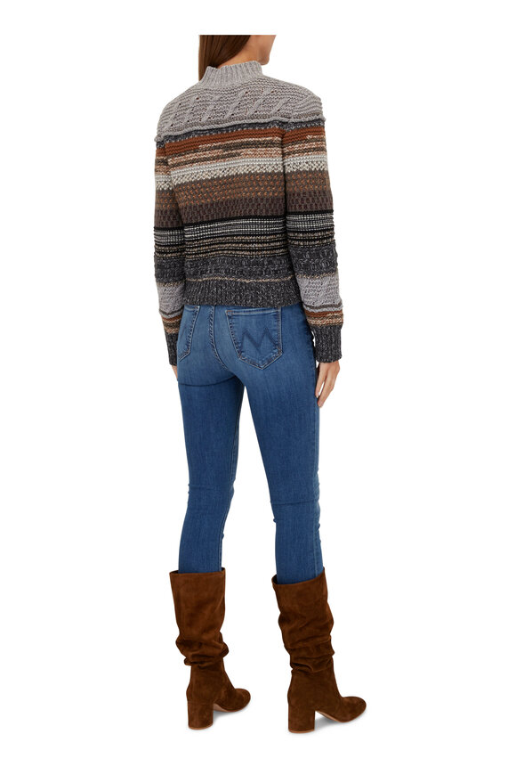 Chloé - Neutral Tonal Stripe Cashmere Knit Sweater