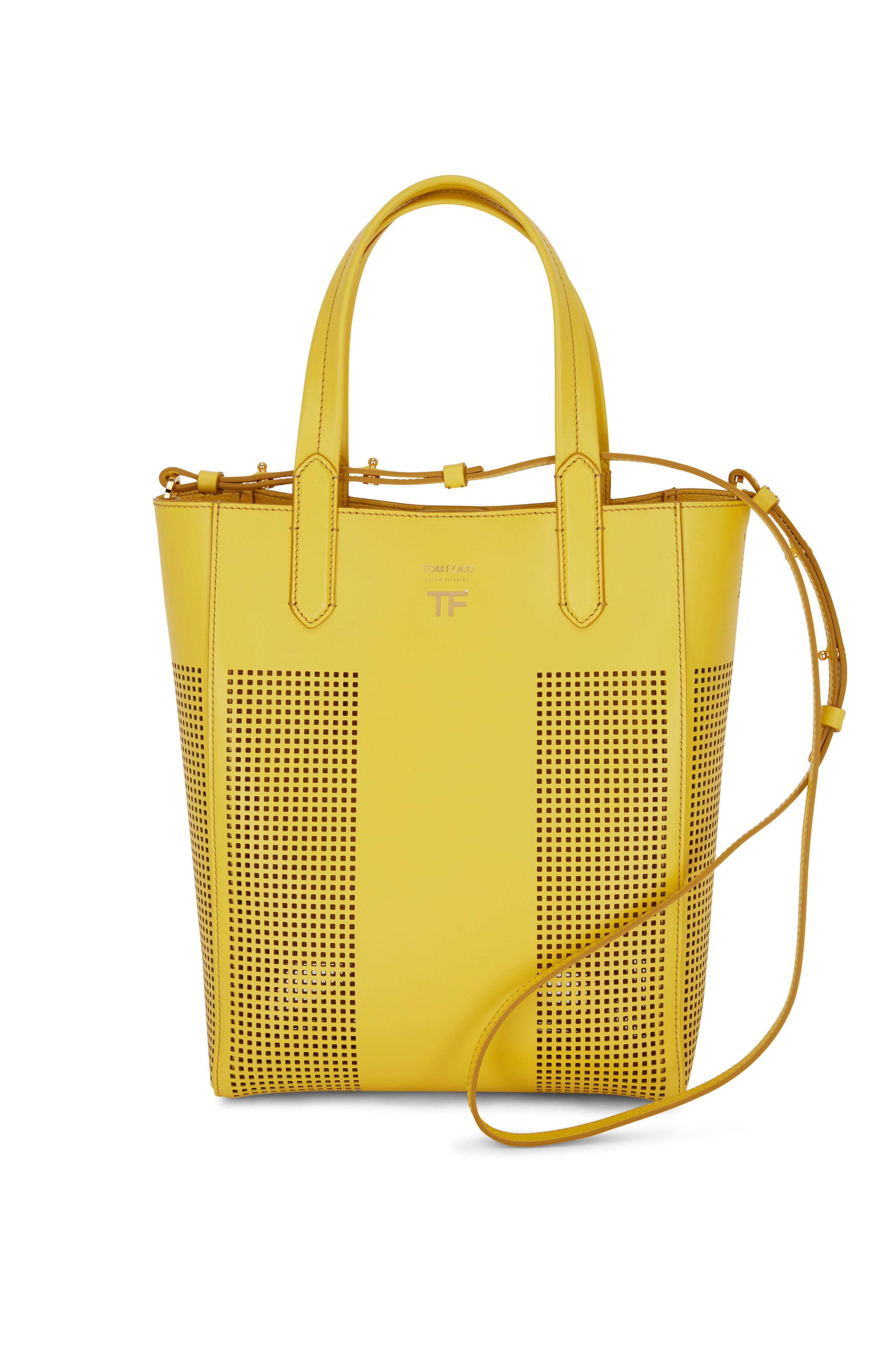 Tom Ford - Yellow Perforated Leather North South Tote