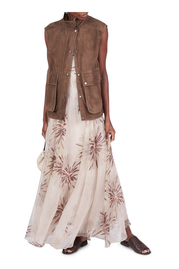 Brunello Cucinelli Couture Brown Suede Vest - view 6