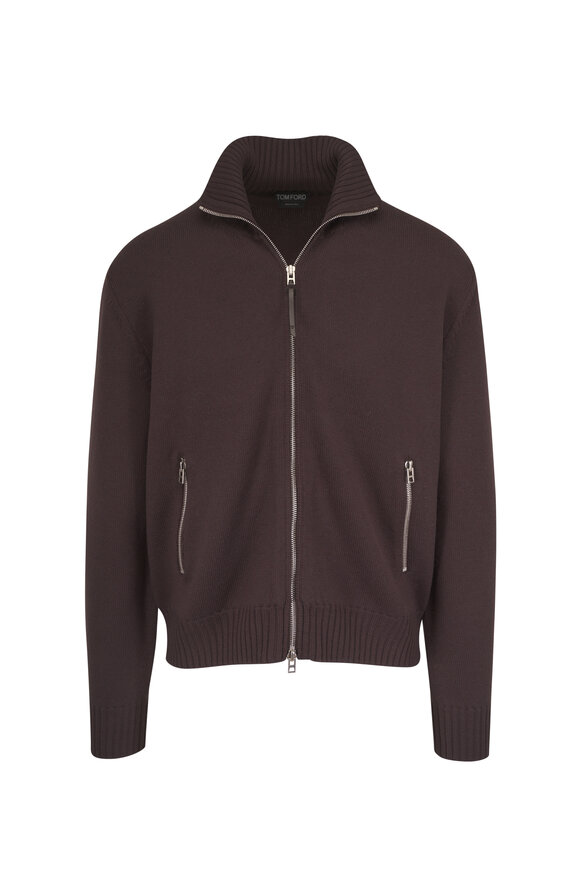 Tom Ford Chocolate Merino Wool Full Zip Sweater - view 1