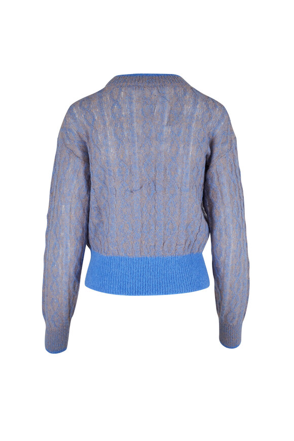 Veronica Beard - Riola Blue & Gray Cable-Knit Sweater