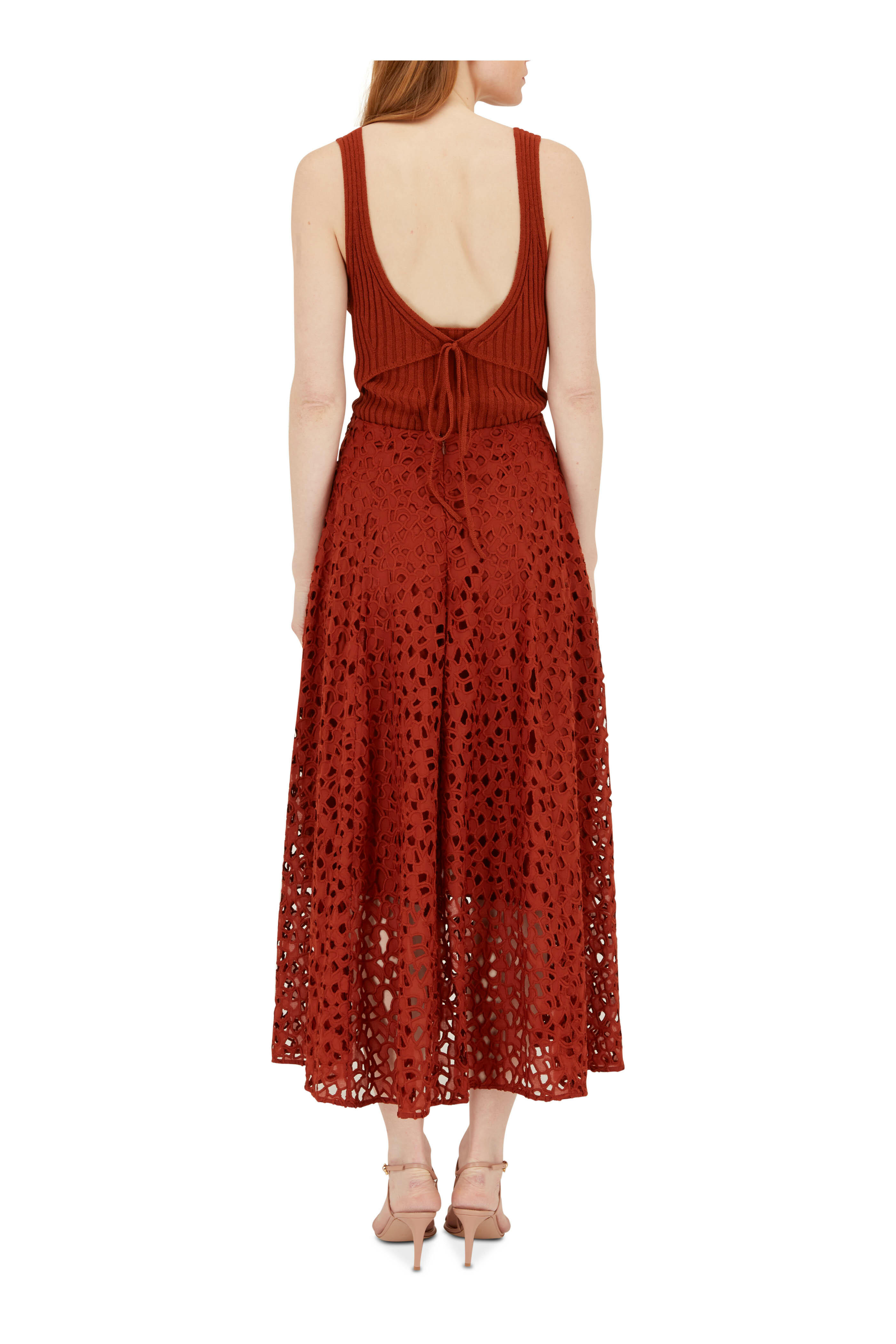 Vince - Rust Amber Ribbed Knit Tie Back Cami