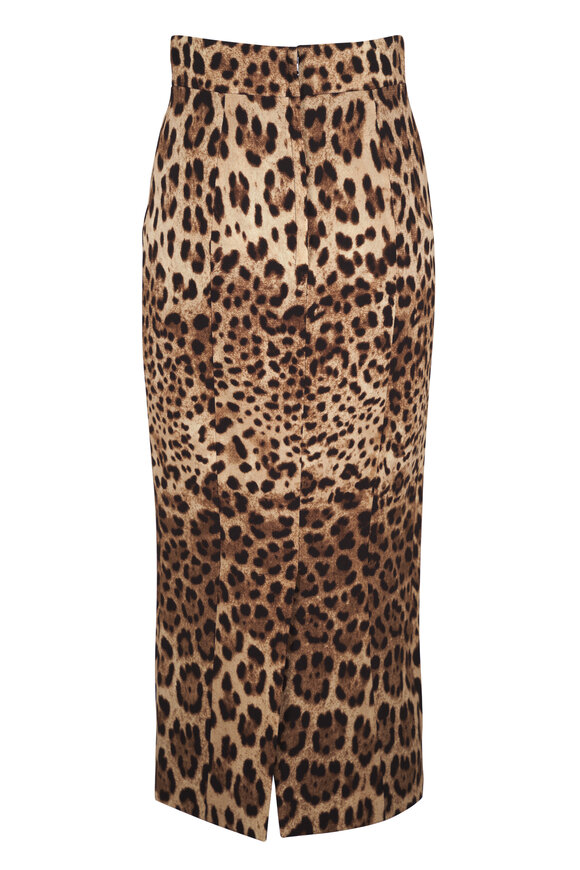 Dolce & Gabbana Light Brown Animal Print Wool Crepe Pencil Skirt - view 2