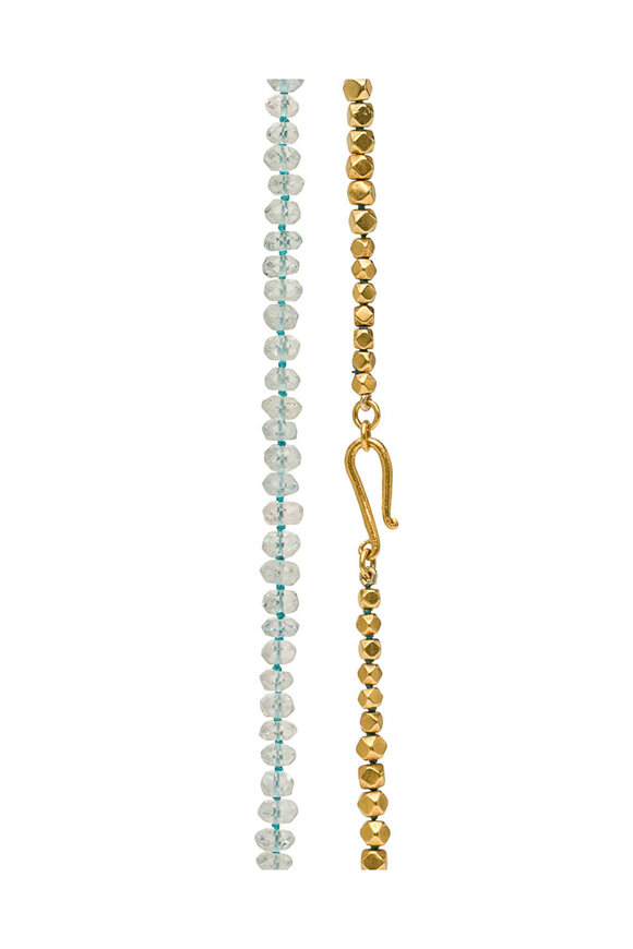 Darlene De Sedle Gold Faceted Aquamarine Beaded Long Necklace - view 2