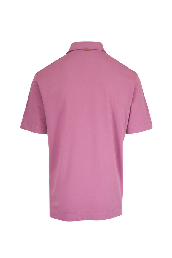 Zegna Pink Cotton Pique Polo - view 2
