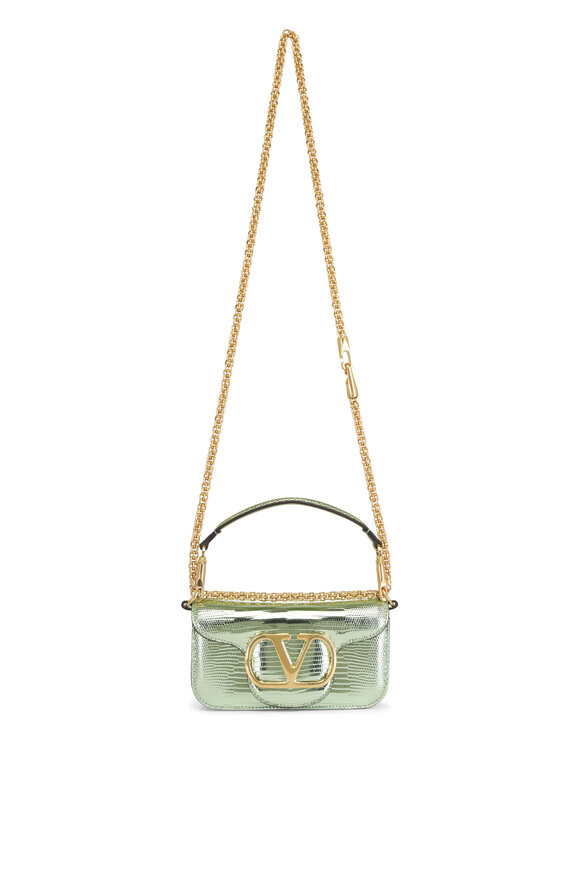 Valentino Garavani Small Loco Metallic Mint Shoulder Bag - view 1