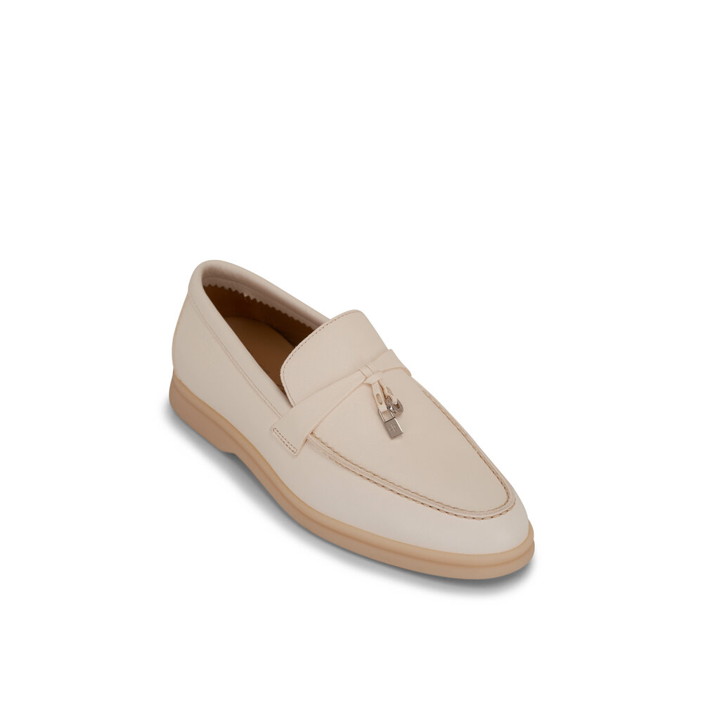 Loro pianaホワイトレザー ローファー 361/2【価格交渉可】 Loro Piana - Summer Charms Walk White Deerskin Loafer