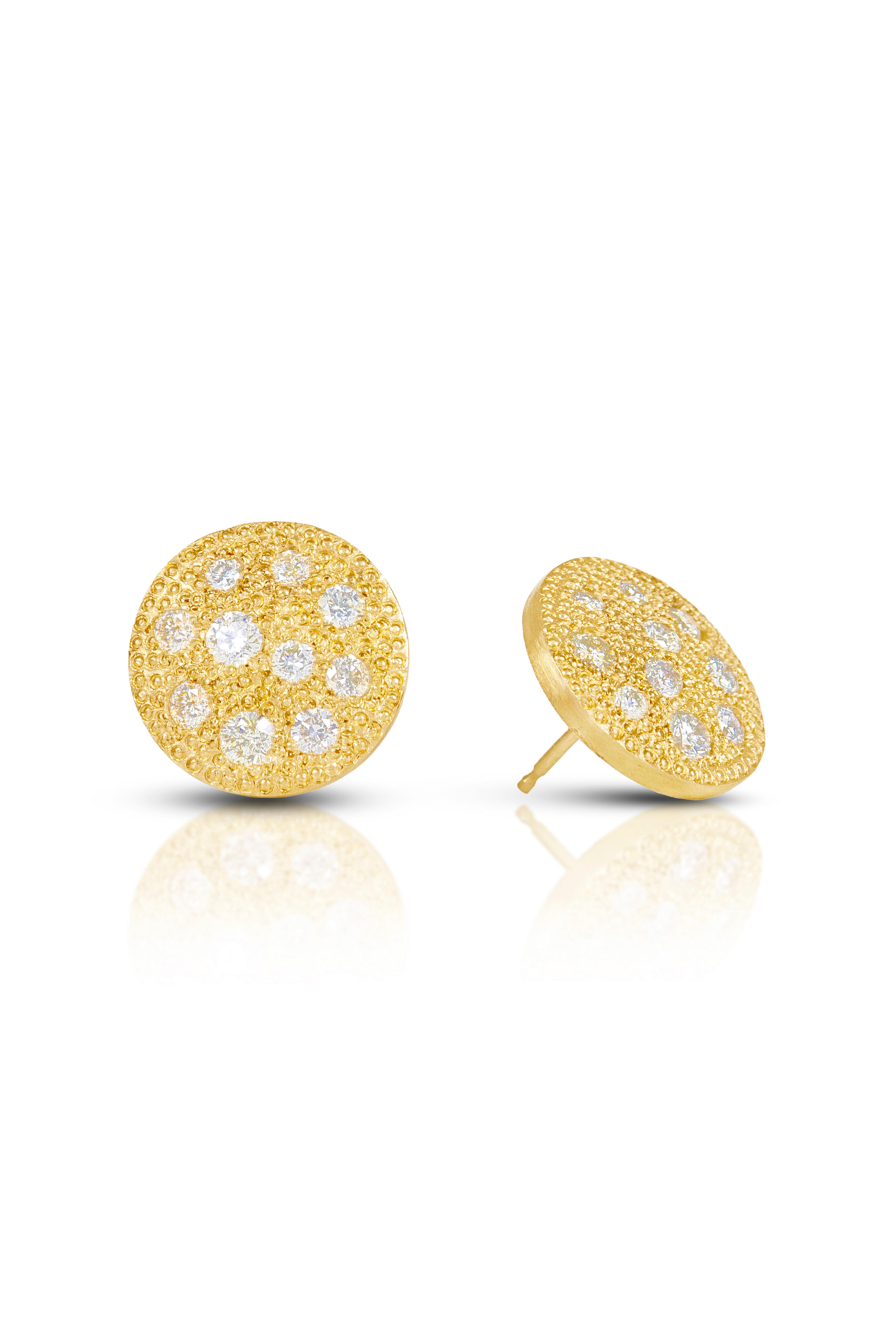 .925Suneera - Gold Scattered Diamond Stud Earrings