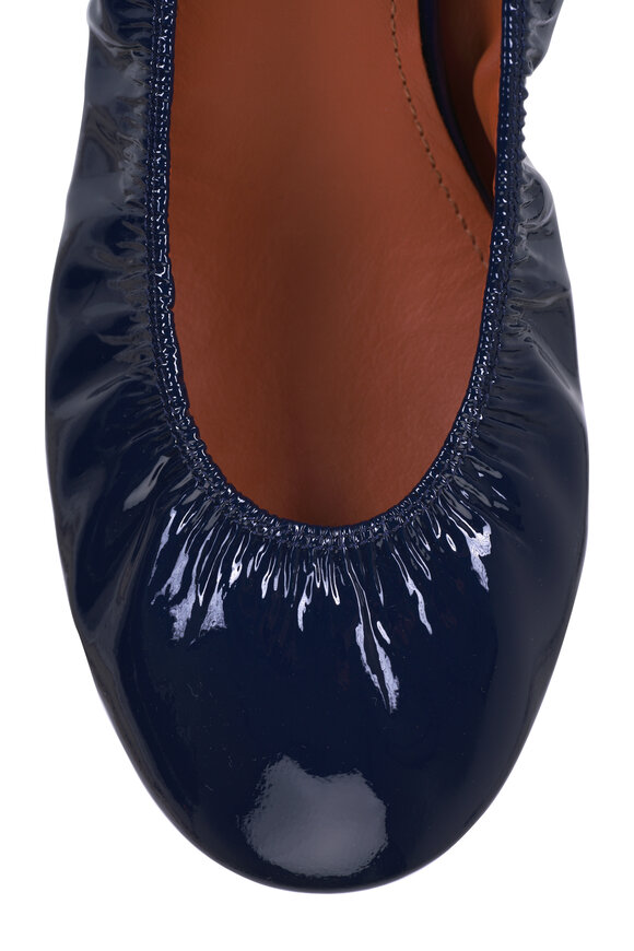 Lanvin - Ballerina Navy Blue Patent Leather Flat 