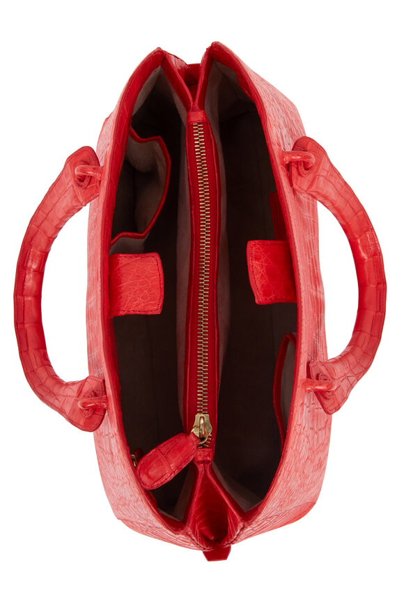 Nancy Gonzalez - Coral Crocodile Medium Dome Bag 