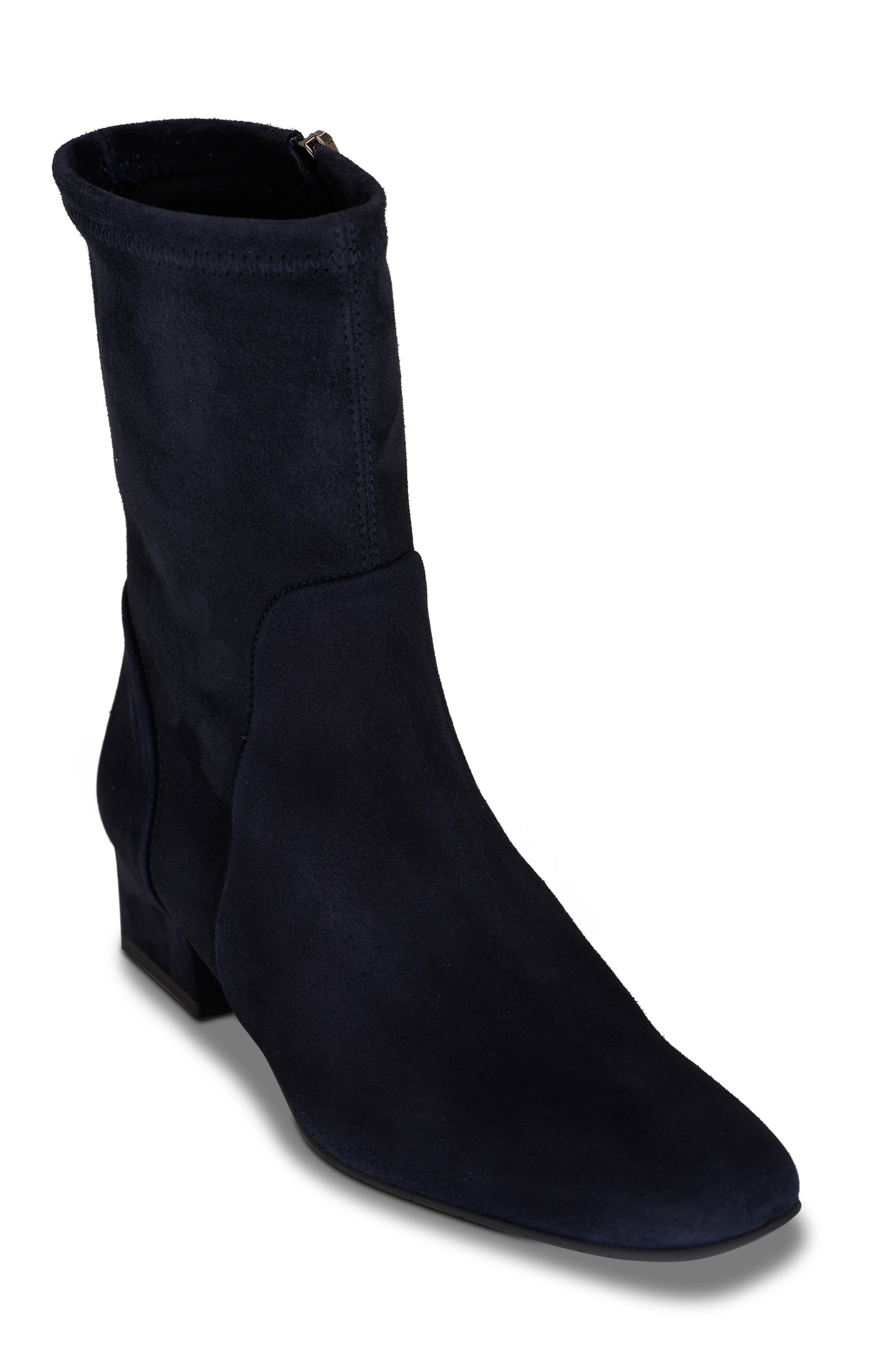 Aquatalia Stassi Navy Stretch Suede Boot Mitchell Stores