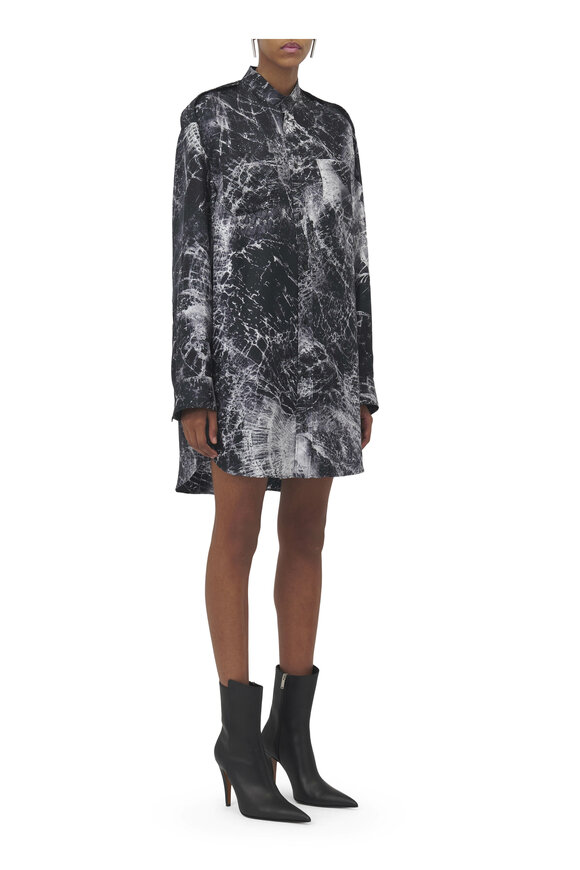 McQueen - Smashed Glass Silk Screen Twill Mini Dress