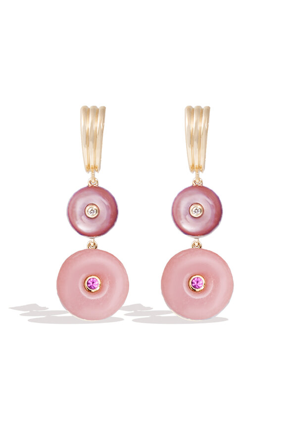 Campbell + Charlotte 14k Yellow Gold Evolve Inlay Chandelier Earring