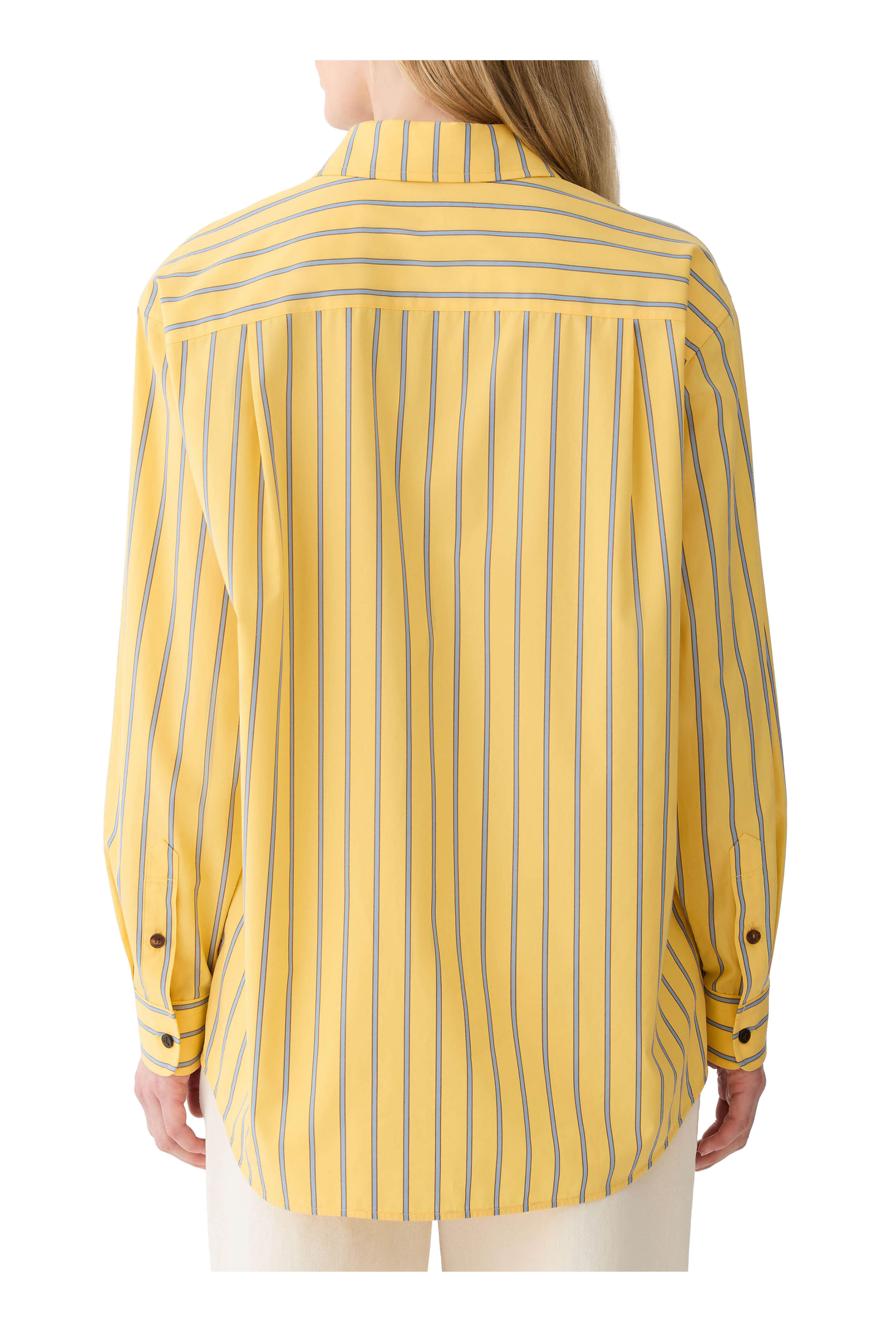 Lafayette 148 New York - Yellow & Blue Cotton Boyfriend Oversized Shirt - view 3