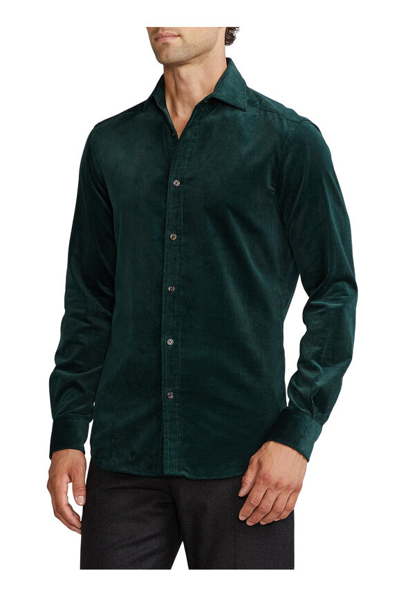 Ralph Lauren Purple Label - Dark Racing Green Fine-Wale Corduroy Shirt